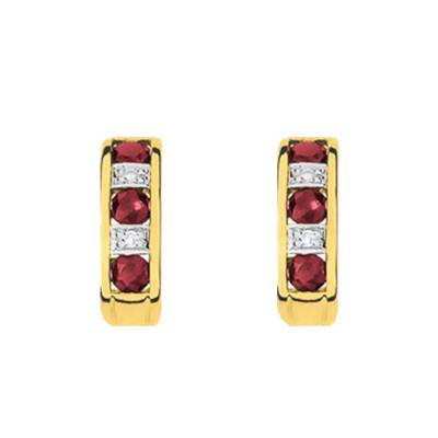 Créoles Or Jaune 750 Rubis & Diamants - Joelli