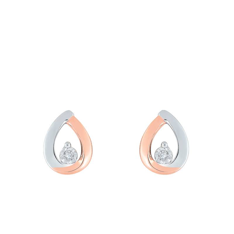 Two-Tone 750 Gold Drop Earrings & Diamond - Joelli
