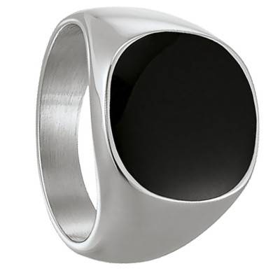 VELIGENDA Steel and Black Resin Ring - JH120001R - Jourdan Bijoux