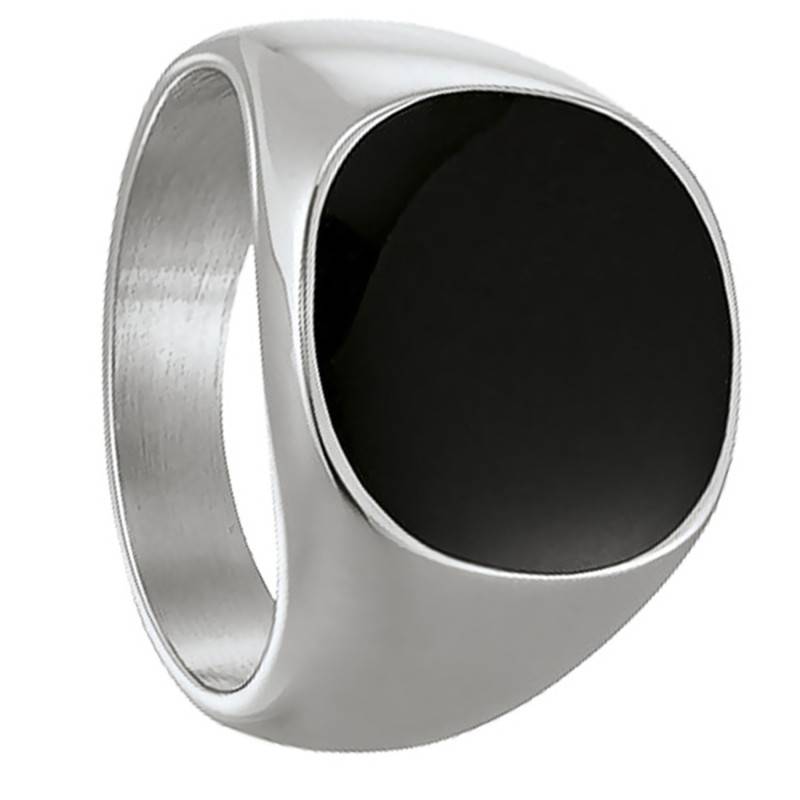 VELIGENDA Steel and Black Resin Ring - JH120001R - Jourdan Bijoux