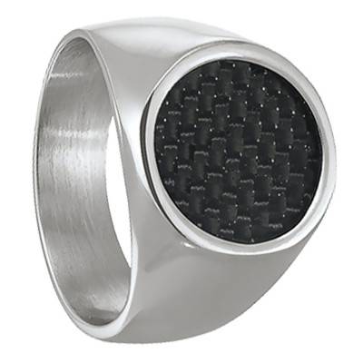 Bague ARECIBO, en acier et fibre de carbone noire (JH120003R) - Jourdan Bijoux