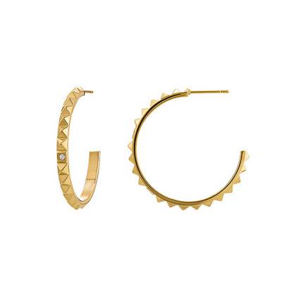 Boucles d'oreilles Clotilde, Acier doré et diamants (HB 046) - Jourdan Bijoux