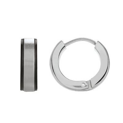Boucles d'oreilles TILOS, en acier bicolore noir (JH140001E) - Jourdan Bijoux