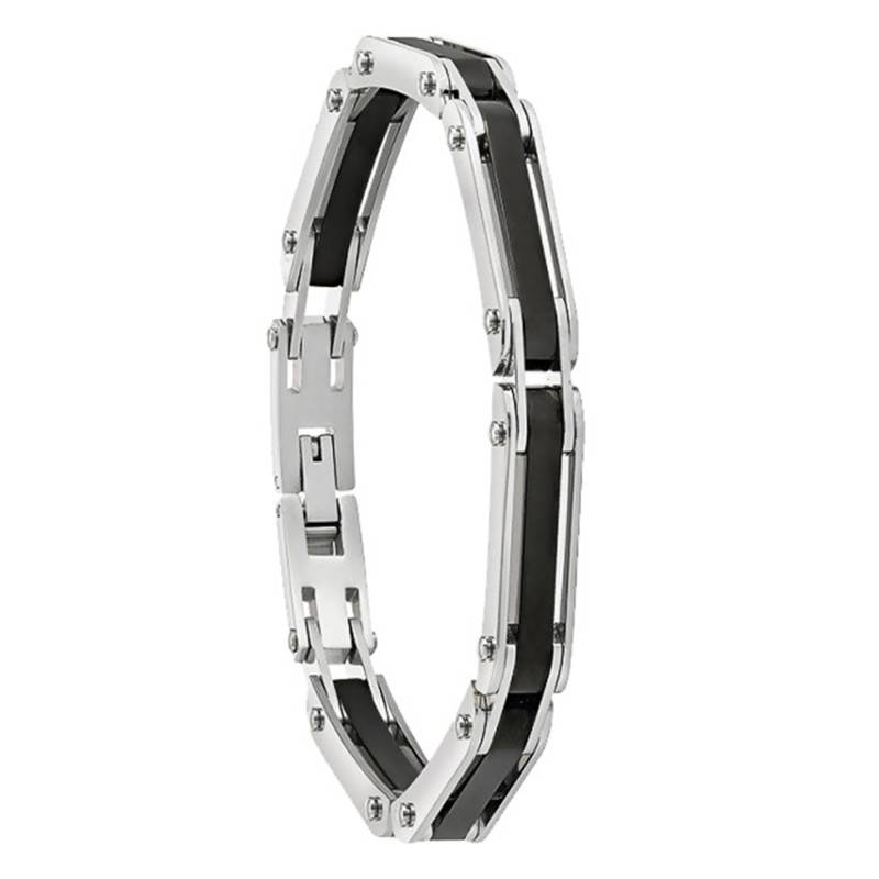 Two-Tone Black Steel EL CASTILLO Bracelet, Length 21 cm - JH110011B - Jourdan Bijoux
