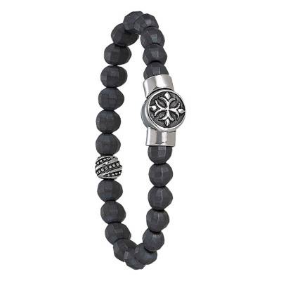 PAPAYO Steel & Matte Faceted Hematite Bracelet, 21 cm - RC 008 H - Jourdan Bijoux
