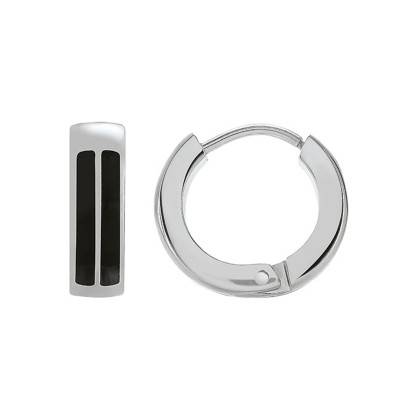Boucles d'oreilles TILOS, en acier bicolore noir (JH140002E) - Jourdan Bijoux