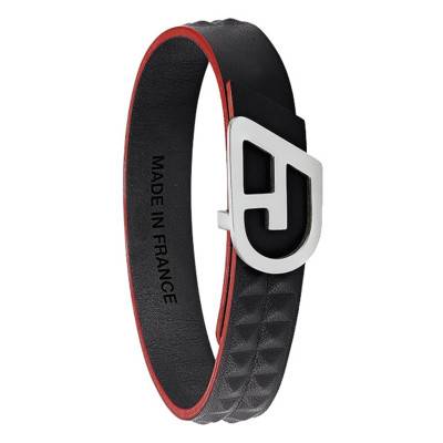 CLOVIS Leather Bracelet, Adjustable Length 19 cm - CO 002 - Jourdan Bijoux