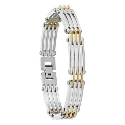 Bracelet RIO, en acier bicolore doré (JH110006B), Longueur 22 cm - Jourdan Bijoux