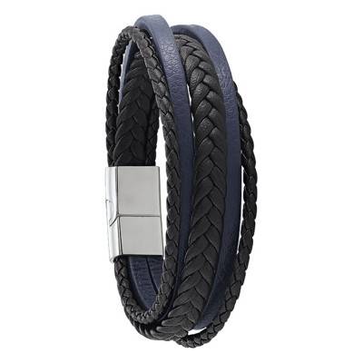 Leather BYRON Bracelet, Adjustable Length 20 cm to 21 cm - RC 032 H - Jourdan Bijoux