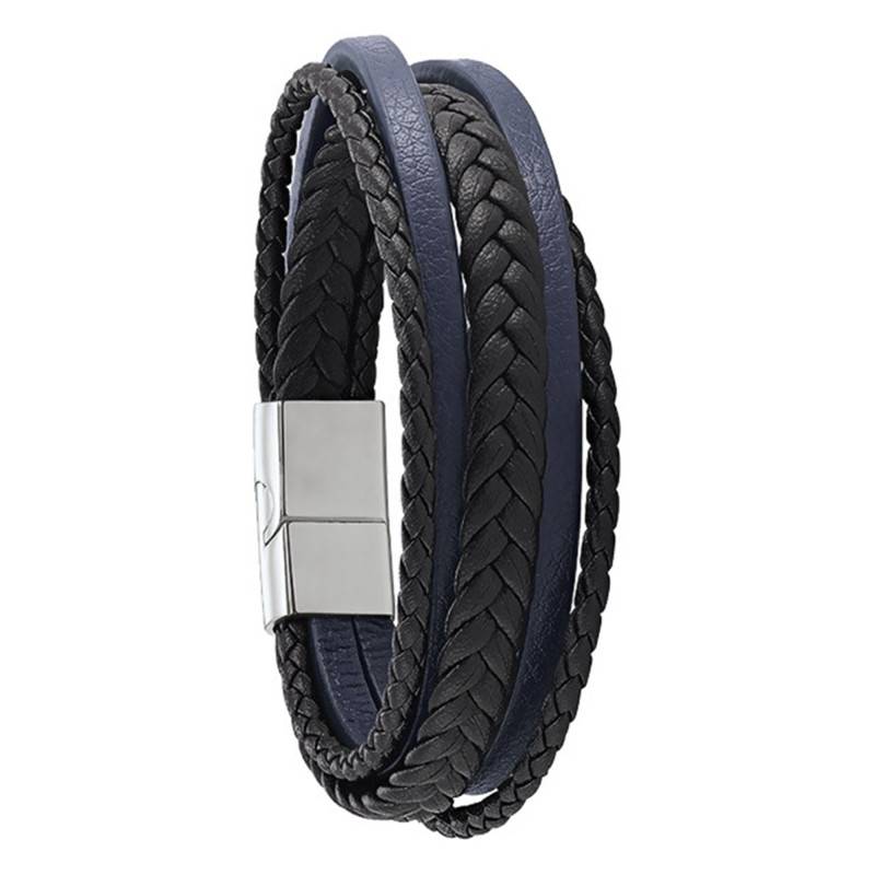 Leather BYRON Bracelet, Adjustable Length 20 cm to 21 cm - RC 032 H - Jourdan Bijoux