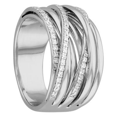Bague Embrasée Or Blanc 750 & Diamants - Juweel