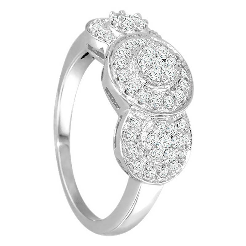 3-Flower 750/1000 White Gold & Diamond Engagement Ring - Juweel