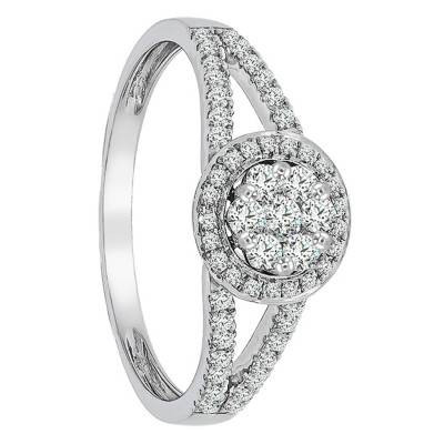 Engagement Ring Round 750/1000 White Gold & 0.04 ct Diamonds - Juweel