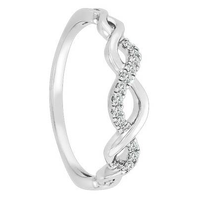 Knotted 375/1000 or 750/1000 White Gold & Diamond Ring - Juweel