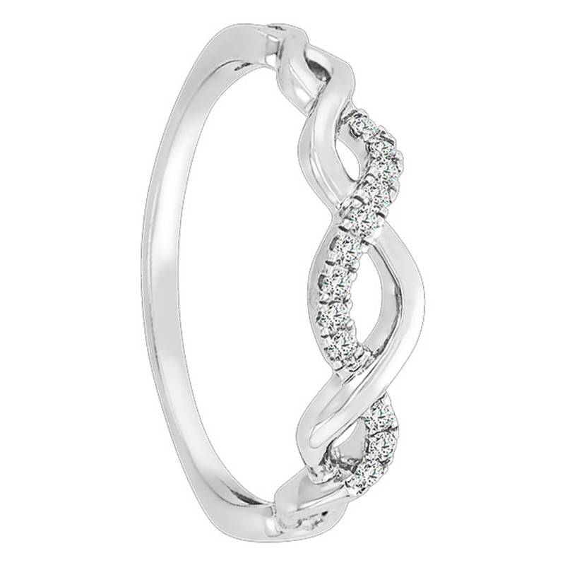 Knotted 375/1000 or 750/1000 White Gold & Diamond Ring - Juweel