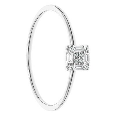 Bague Solitaire Or Blanc 375 fine diamants - Juweel