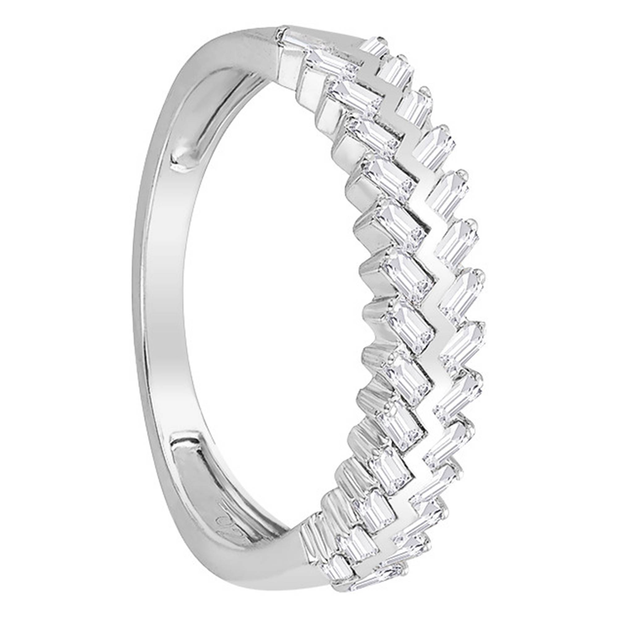 Bague Or Blanc 750/1000 Anneau ajouré Diamant 0,18ct