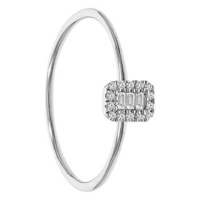 Bague de fiançailles Or Blanc 375 fine diamants horizontale - Juweel