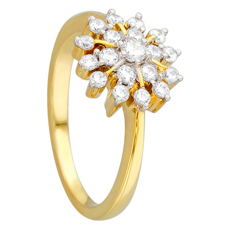 Yellow 750/1000 Gold Flower Diamond Engagement Ring - Juweel