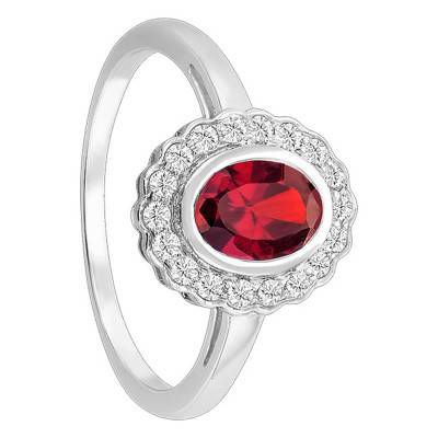 Bague de fiançailles Fleur & Rubis, Or Blanc 750 - Juweel