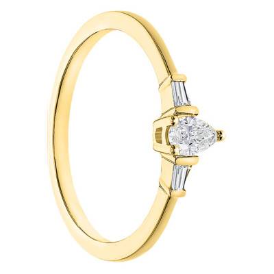 Bague de fiançailles Poire Or Jaune 375 & Diamants - Juweel