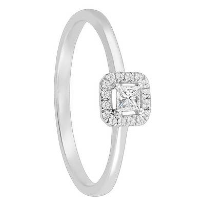 Bague de fiançailles Or Blanc 375 ou 750 intemporelle diamant princesse - Juweel