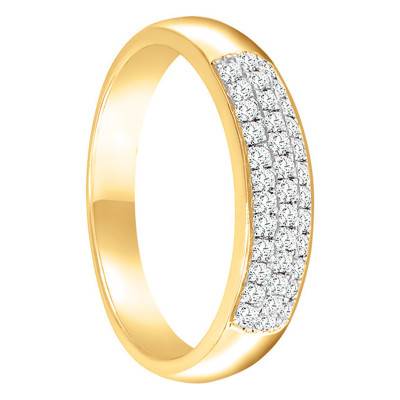 375 Yellow Gold Semi-Domed Standard Half Eternity Band & 37 Diamonds Wedding Ring - Juweel