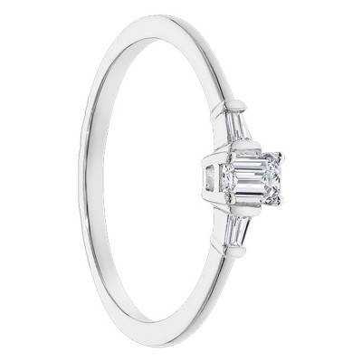 Bague de fiançailles Baguette Or Blanc 375 & Diamants - Juweel