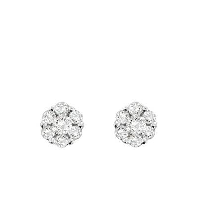 Boucles d'oreilles marguerite, Or Blanc 750 et diamants - Juweel