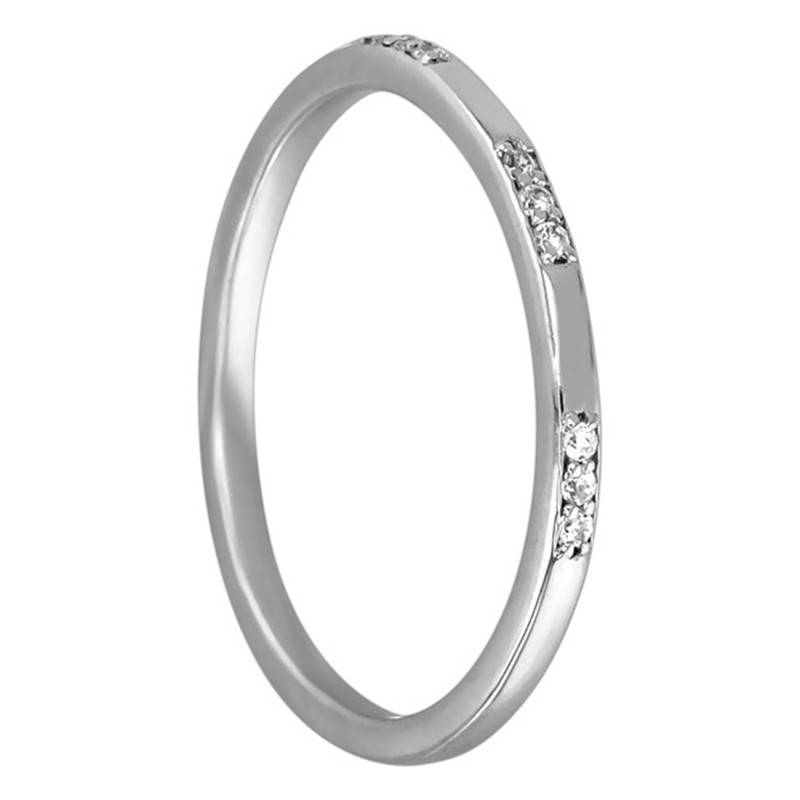 750/1000 White Gold & Diamond Tripartite Lightweight Wedding Ring - Juweel
