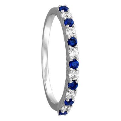 Selonnet 750/1000 White Gold Diamond and Sapphire Wedding Ring - Juweel