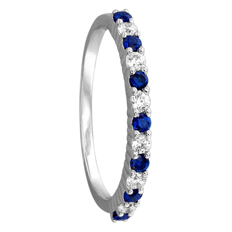 Selonnet 750/1000 White Gold Diamond and Sapphire Wedding Ring - Juweel