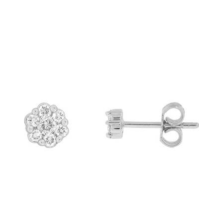Boucles d'oreilles marguerite, Or Blanc 375 et diamants - Juweel
