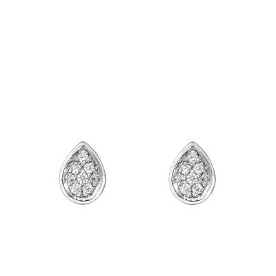Puces d'Oreilles Gouttes Diamantées & Or Blanc 750 - Juweel