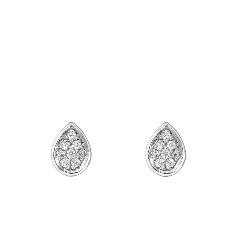 White Gold 750/1000 Diamond Drop Stud Earrings - Juweel