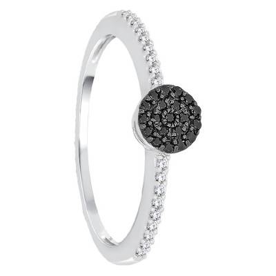 Accompanied White Gold & Black Diamond Ring - Kundan