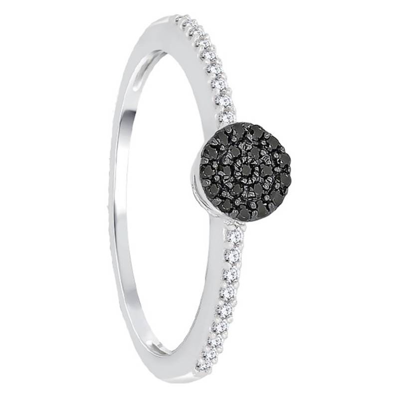Accompanied White Gold & Black Diamond Ring - Kundan