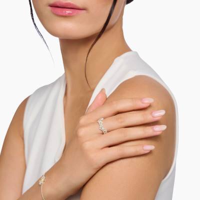 Lovely Daisy Floral Bicolor Cubic Zirconia 925 Silver Ring - TR2337-051-4 - Thomas Sabo