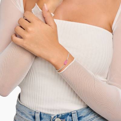 925 Silver & Crystal Pink Haribo Bracelet with White Zirconia, Adjustable Length 16 cm to 19 cm - A2187-052-9 - Thomas Sabo