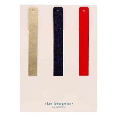 Cuirs Manchette Rouge, Bleu & Beige Doré, 14 mm - Les Georgettes