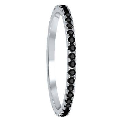 Bague Demi tour, Or blanc & Diamants noirs - Kundan