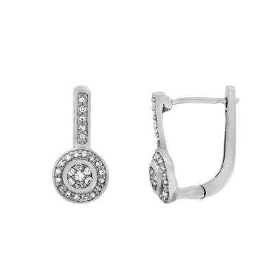 Andhra 750/1000 White Gold and Diamond Leverback Earrings - Kundan