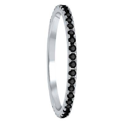 Bague Tour Complet Diamants Noirs & Or Blanc 375 ou 750 - Kundan