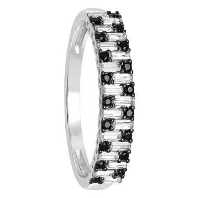 Bague Demi-tour, Or blanc & Diamants noirs - Kundan
