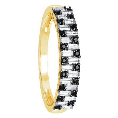 Bague Demi-tour, Or jaune & Diamants Noirs - Kundan
