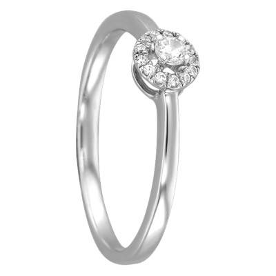 Ojal 750 White Gold Diamond Accompanied Solitaire Ring - Kundan