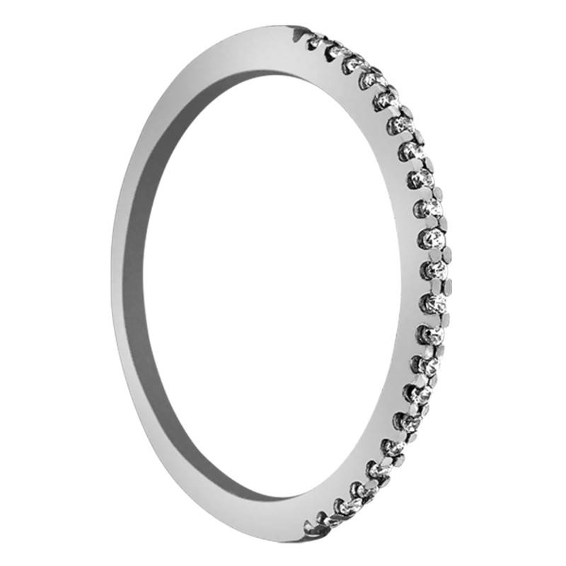 Vaigai 375/1000 White Gold & Diamond Ring - Kundan