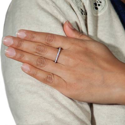 Vaigai 375/1000 White Gold & Diamond Ring - Kundan