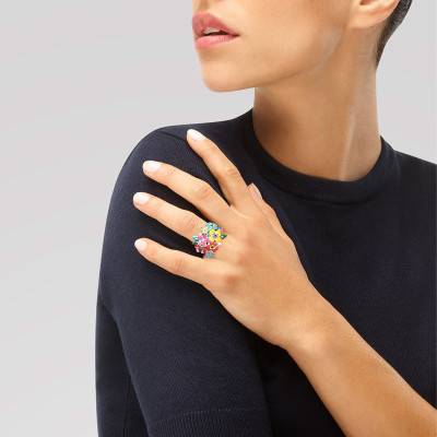 Bague Madeira en Argent 925, Émail Multicolore & Zircones - Una Storia