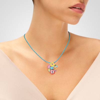 Pendentif Madeira en Argent 925, Émail Multicolore & Zircones - Una Storia
